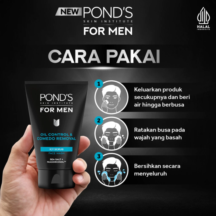 Pond's Men Oil Control & Comedo Removal Icy Scrub Face Wash 100gram