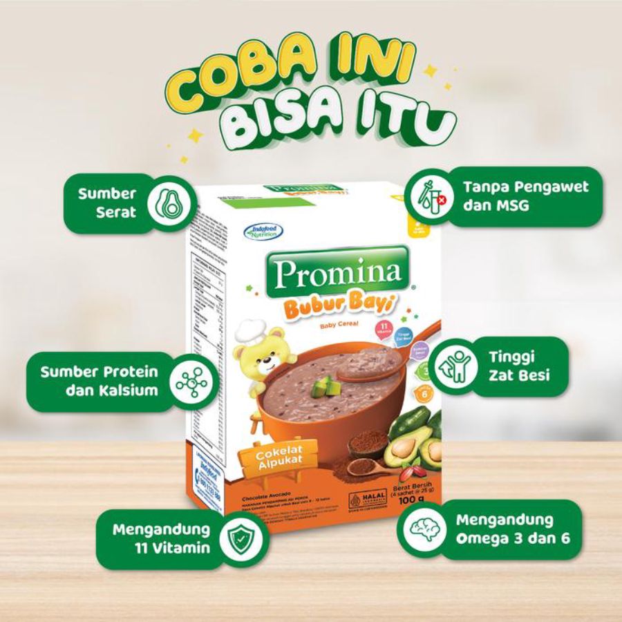 Promina Bubur Bayi Baby Cereal Cokelat Alpukat 9+ Bulan 100gram