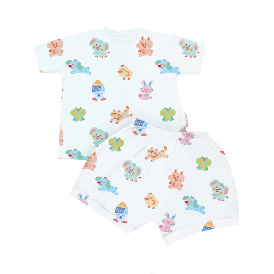 Pajama Baby Short Animal White 3-4 Years Astro Kids x Carrol 1pack
