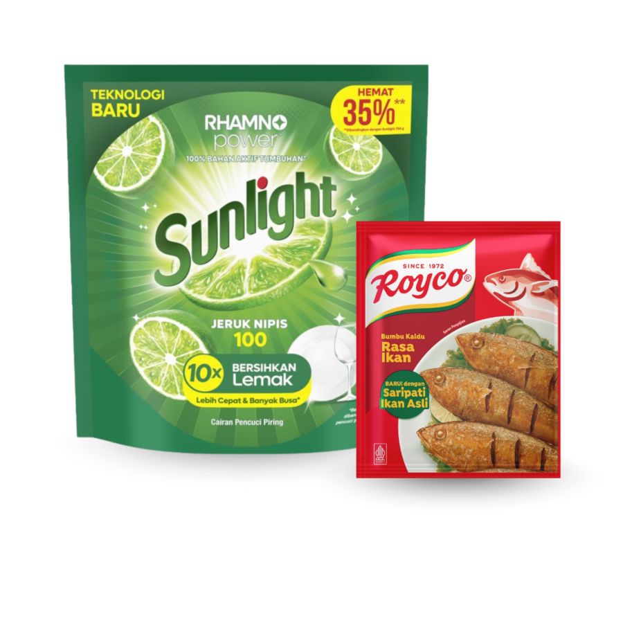 Bundle Royco Kaldu Rasa Ikan Penyedap 36 gr & Sunlight 910 Ml