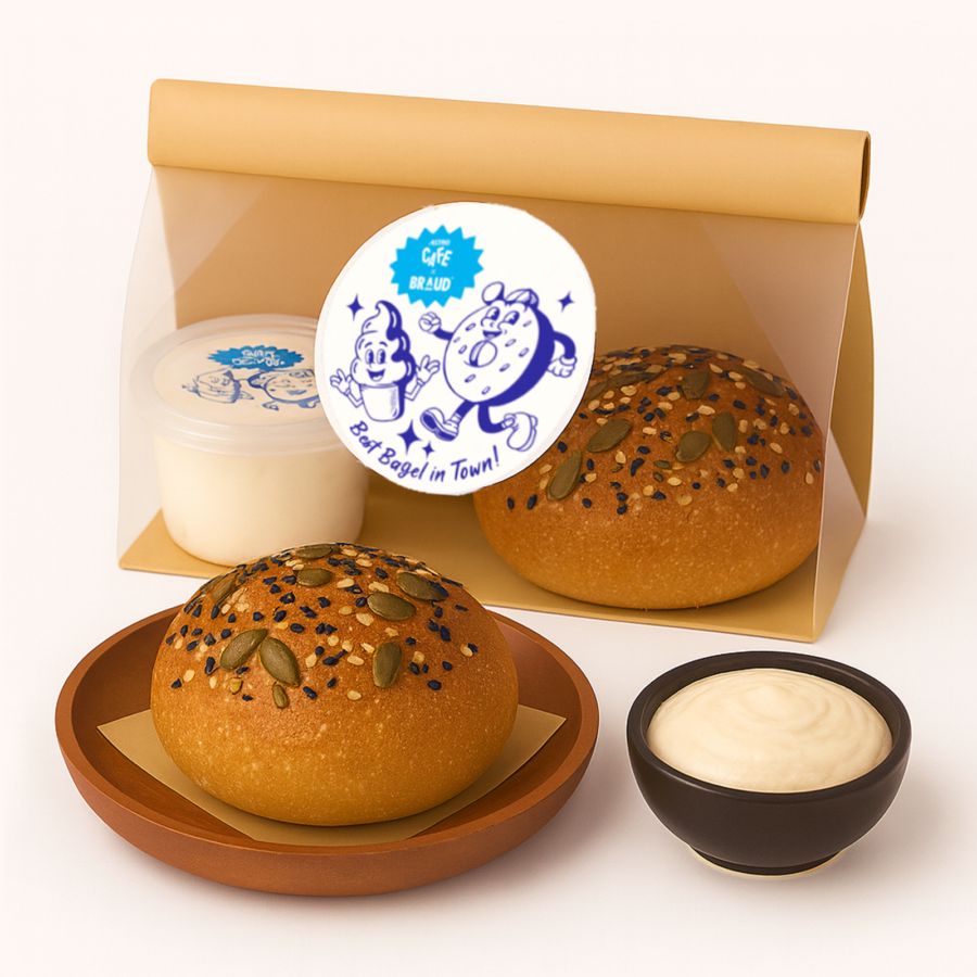 Multiseed Bagel & The OG Cream Cheese Astro Cafe x Braud 1pcs