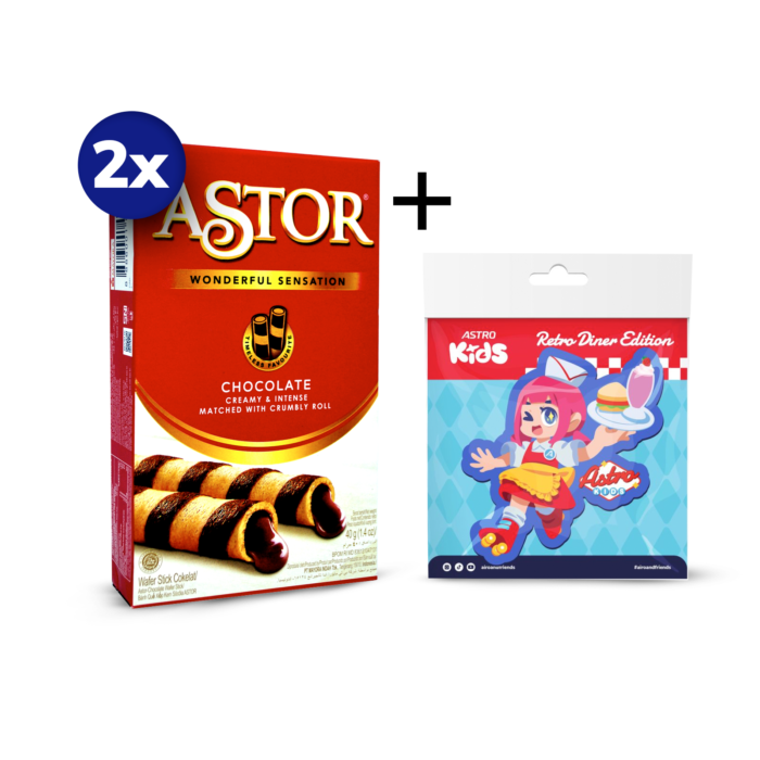 [Bundle] 2 Astor Chocolate Wafer Stick 40 gram + 1 Sticky Cafe Magnet Ivy - Astro Kids