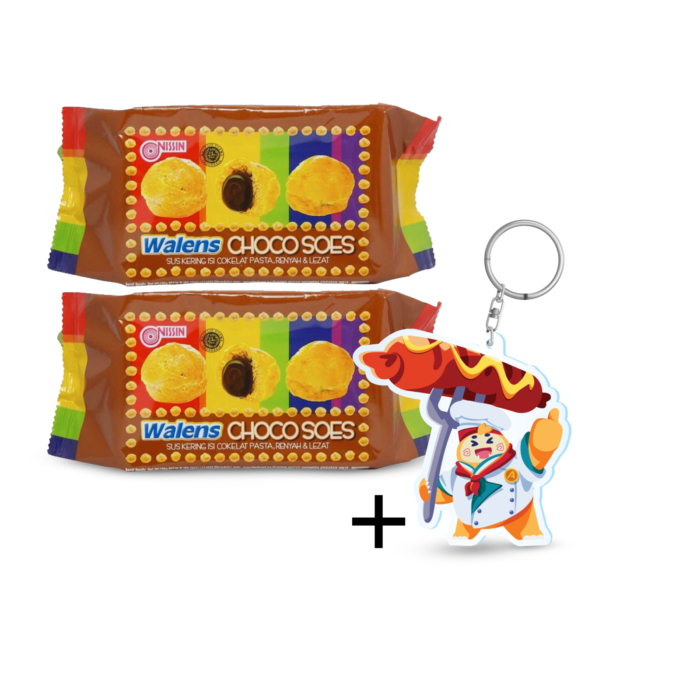 [Bundle] 2 Nissin Walens Choco Soes 100 gram + 1 Keychain Astro Kids - Traveler Pong
