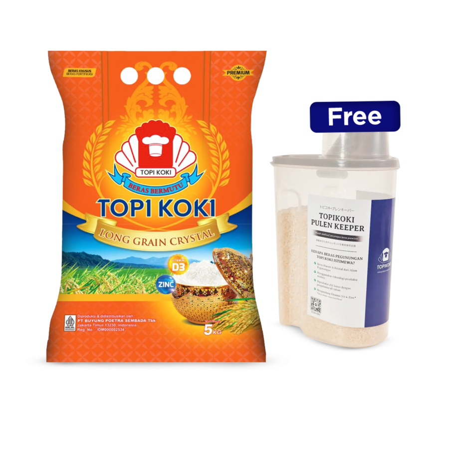 Buy Topi Koki Beras Long grain 5kg free Container Beras 