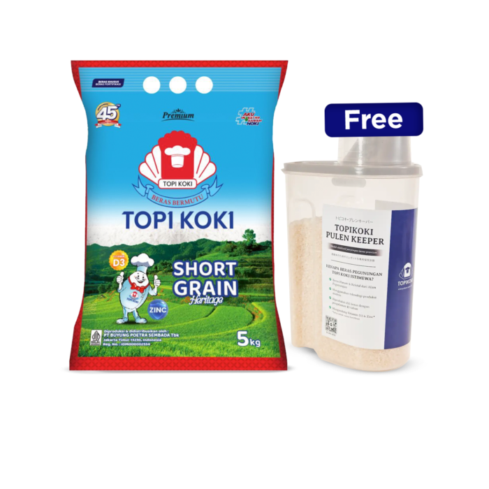 Buy Topi Koki Beras Short grain 5kg free Container Beras 
