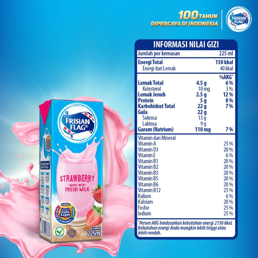 Frisian Flag Strawberry Susu UHT 225ml