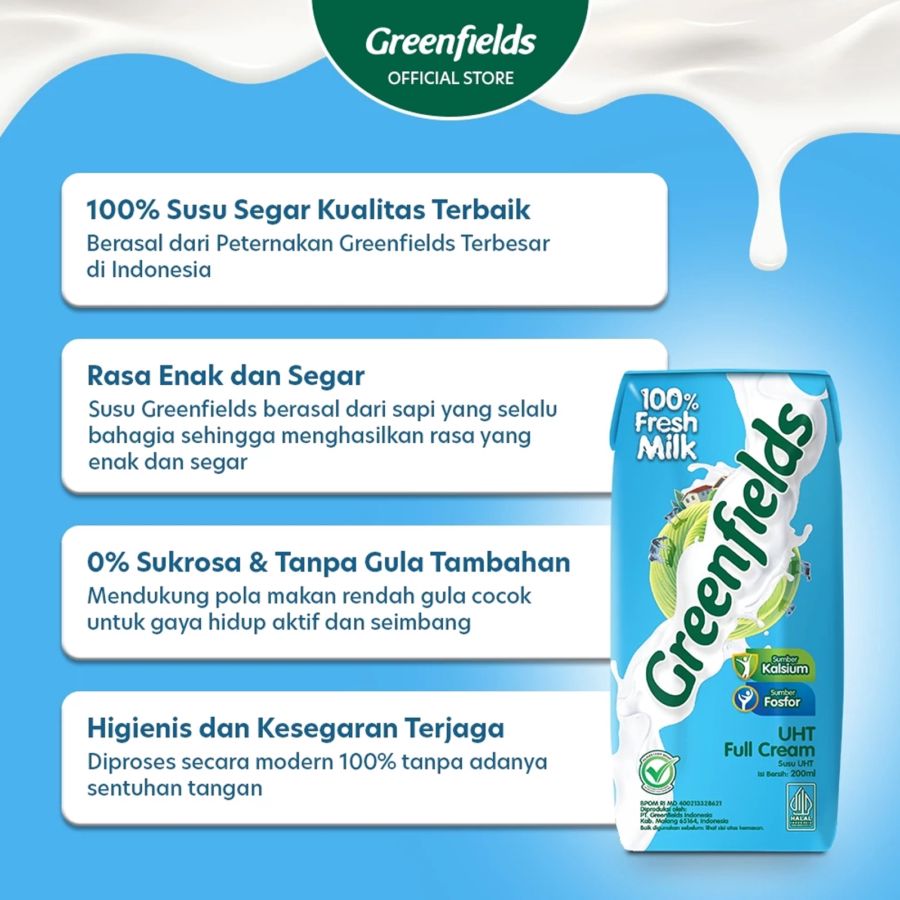 Greenfields Full Cream Susu UHT 200ml