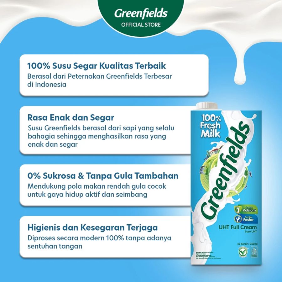 Greenfields Full Cream Susu UHT 950ml