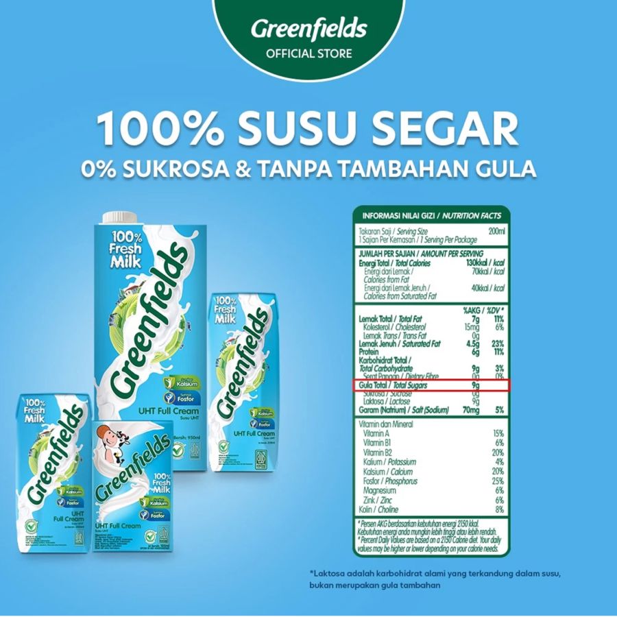 Greenfields Full Cream Susu UHT 200ml