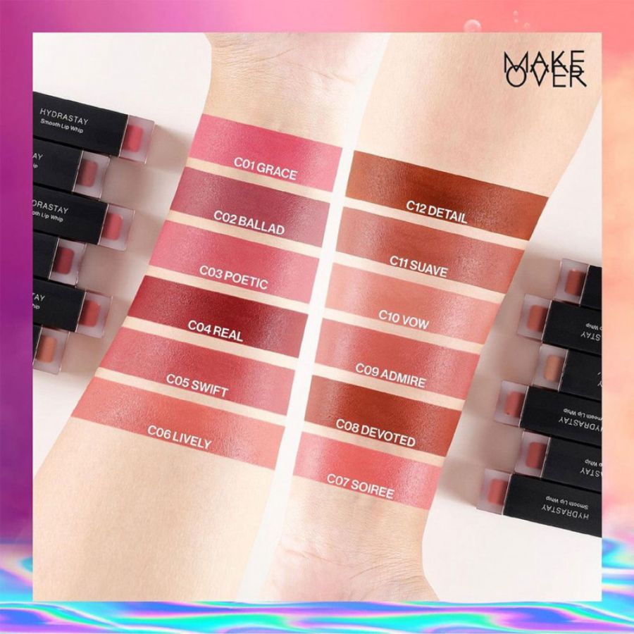 Make Over Hydrastay Smooth Lip Whip C06 Lively Lip Cream 6gram