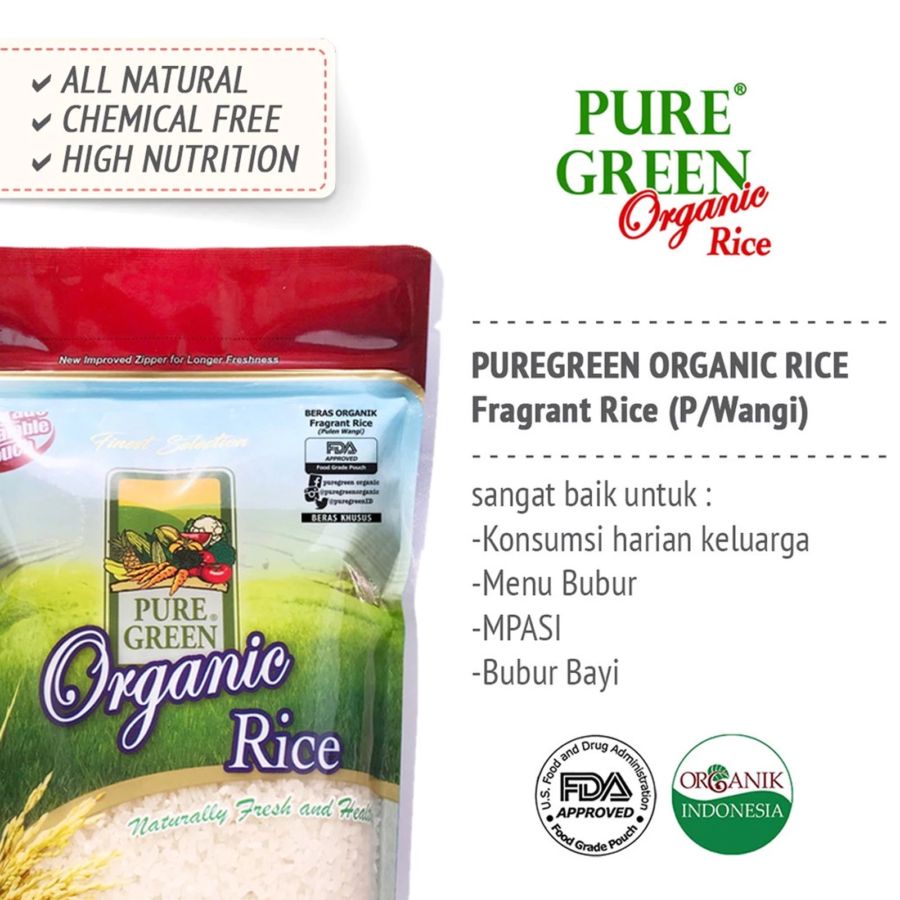 Puregreen Beras Pandan Wangi Organik 4500gram
