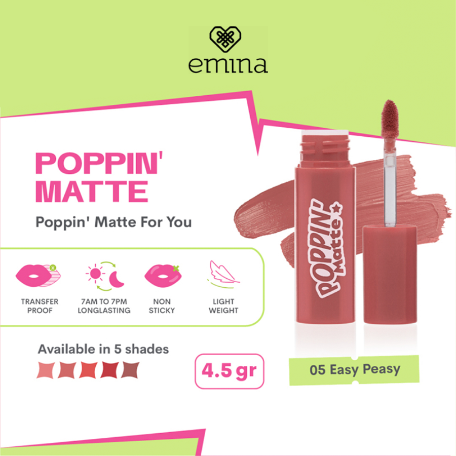 Emina Poppin Matte 05 Easy Peasy Lip Tint 4gram