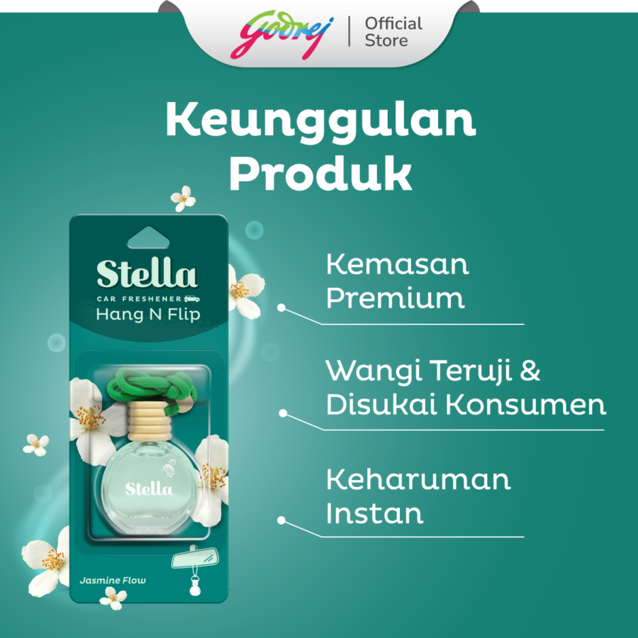 Stella Car Freshener Hang n Flip Jasmine Flow 9ml