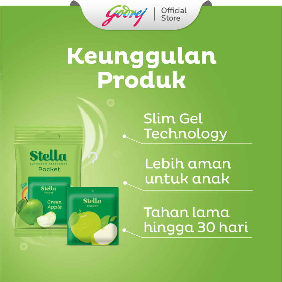 Stella Pocket Bathroom Green Apple Pengharum Kamar Mandi 10gram