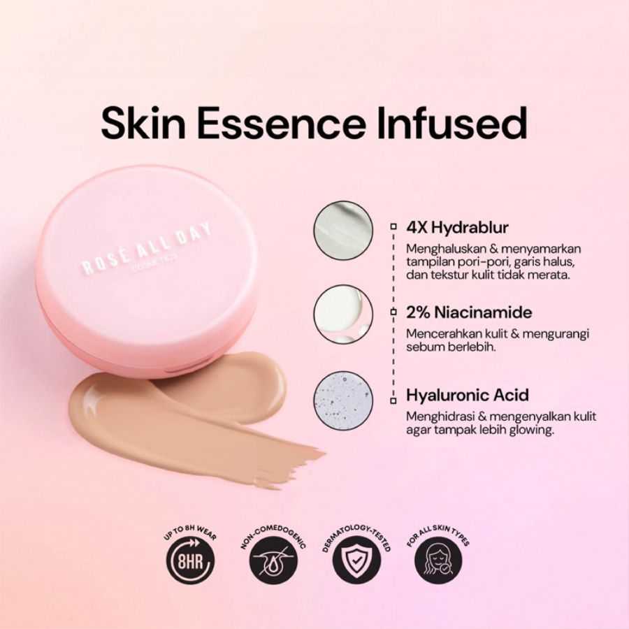 Rose All Day The Realest Lightweight Essence Cushion Beige 15gram