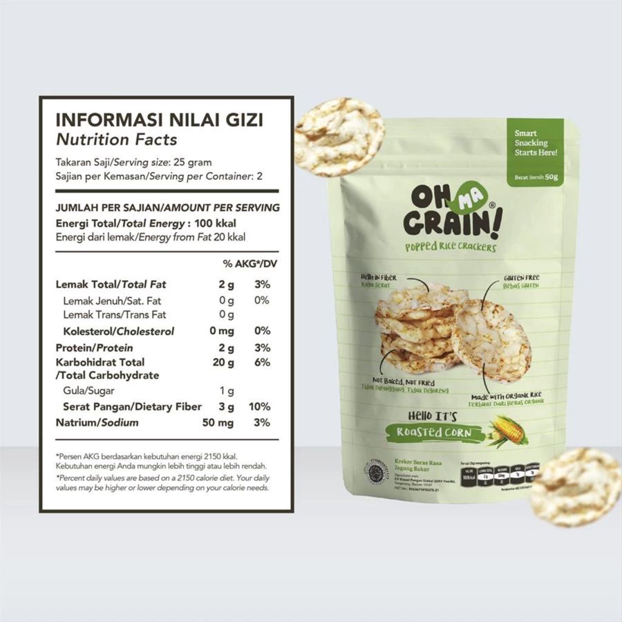 Oh Ma Grain! Roasted Corn Popped Rice Crackers 50gram