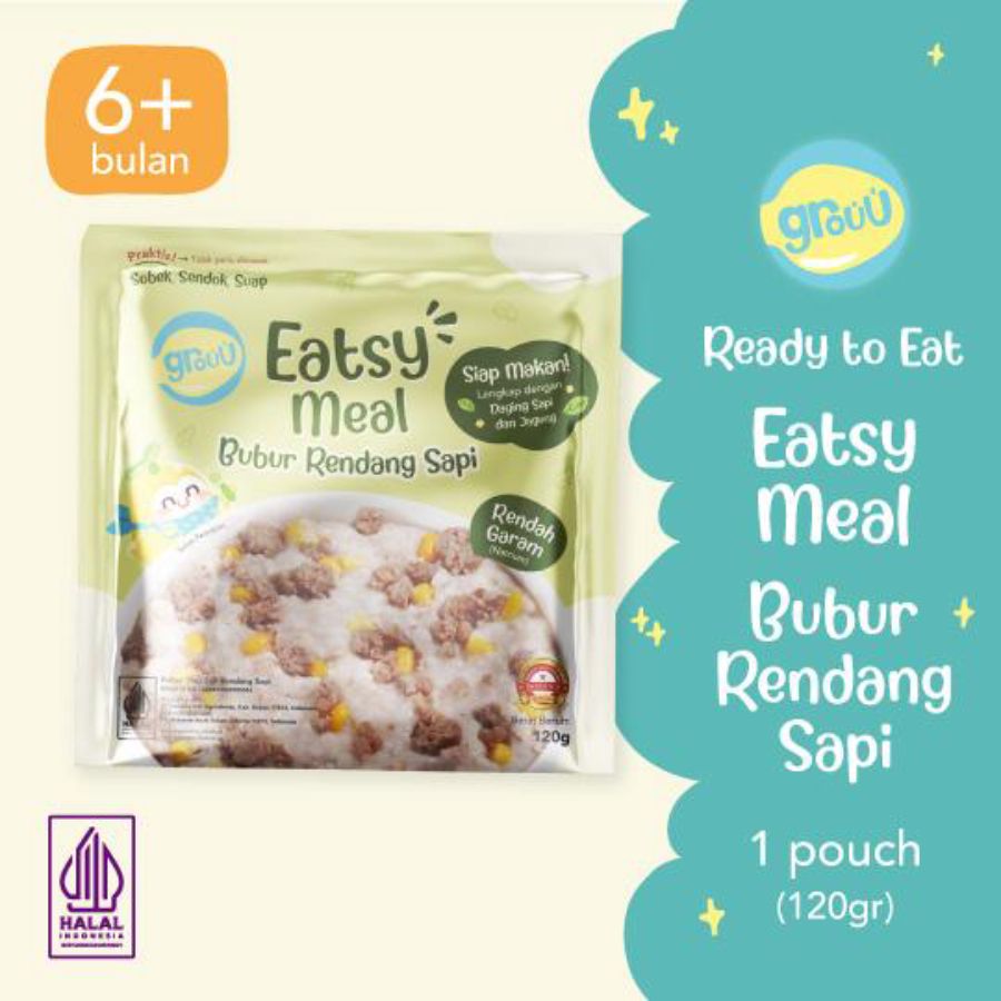 Grouu Eatsy Meal Bubur Rendang Sapi MPASI 120gram