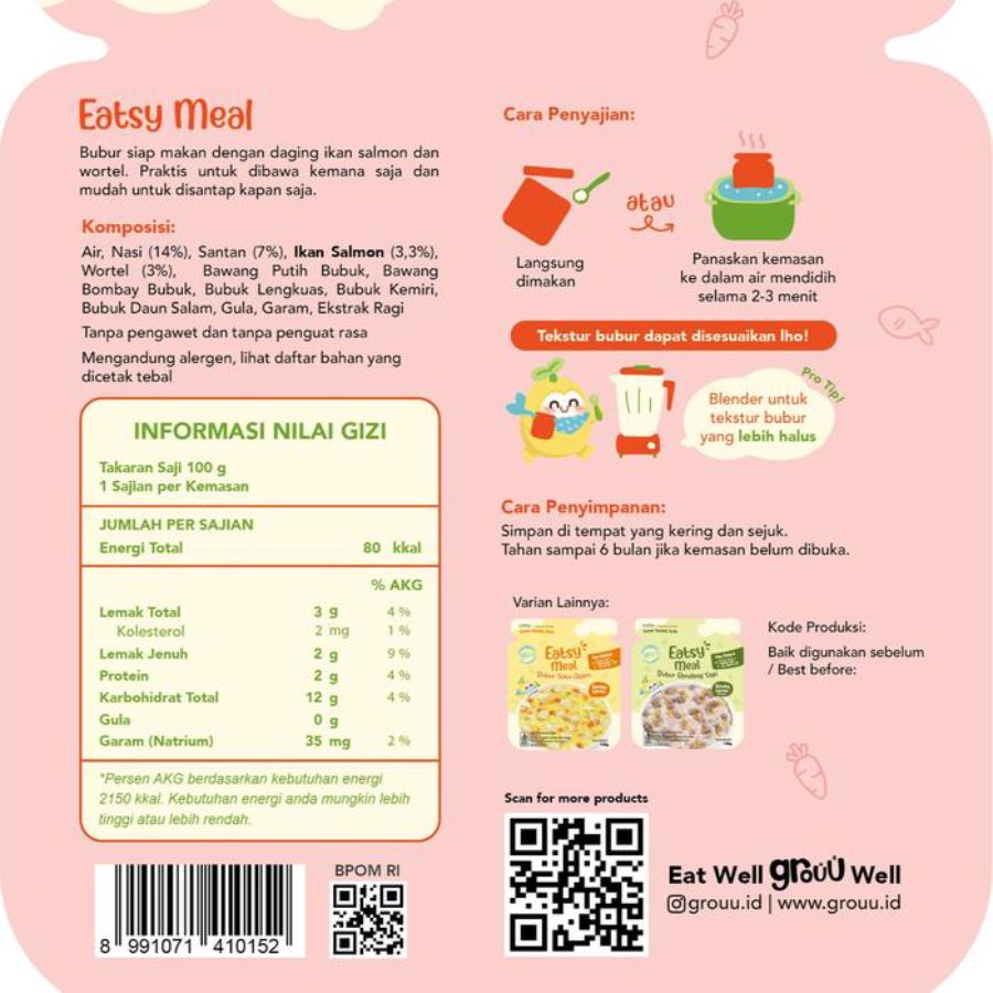Grouu Eatsy Meal Bubur Salmon Lodeh MPASI 120gram