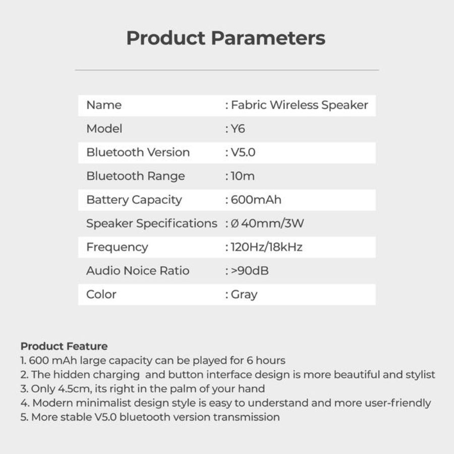 KiiP Round Bluetooth Wireless Speaker Portable Y6 1pcs