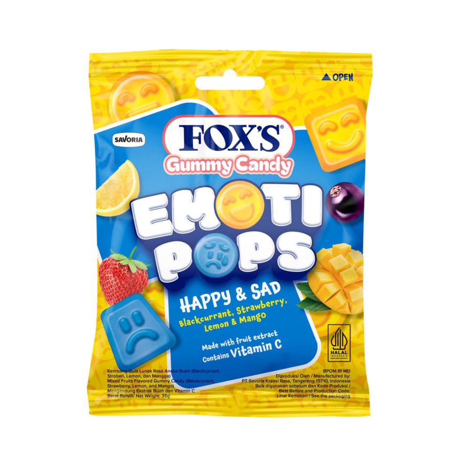 FOX'S Gummy Candy EmotiPops Happy Sad 35gram 1pcs
