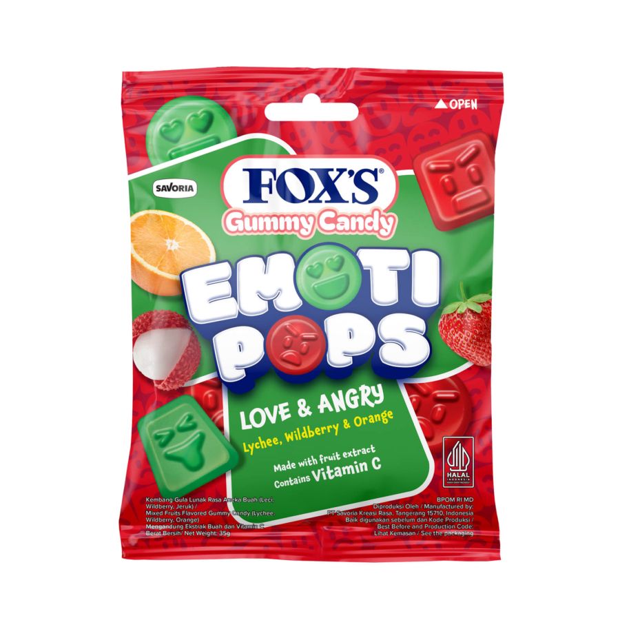 FOX'S Gummy Candy EmotiPops Love Angry 35gram 1pcs