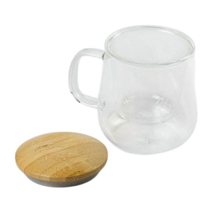 One Two Cups Cangkir Teh Saringan Kaca Tahan Panas Infuser Mug 420ml - C225 - Transparent 1pcs