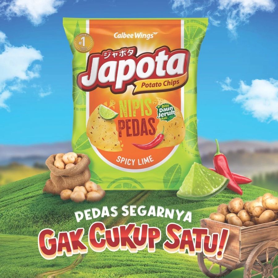 Japota Potato Chips Nipis Pedas 68gram