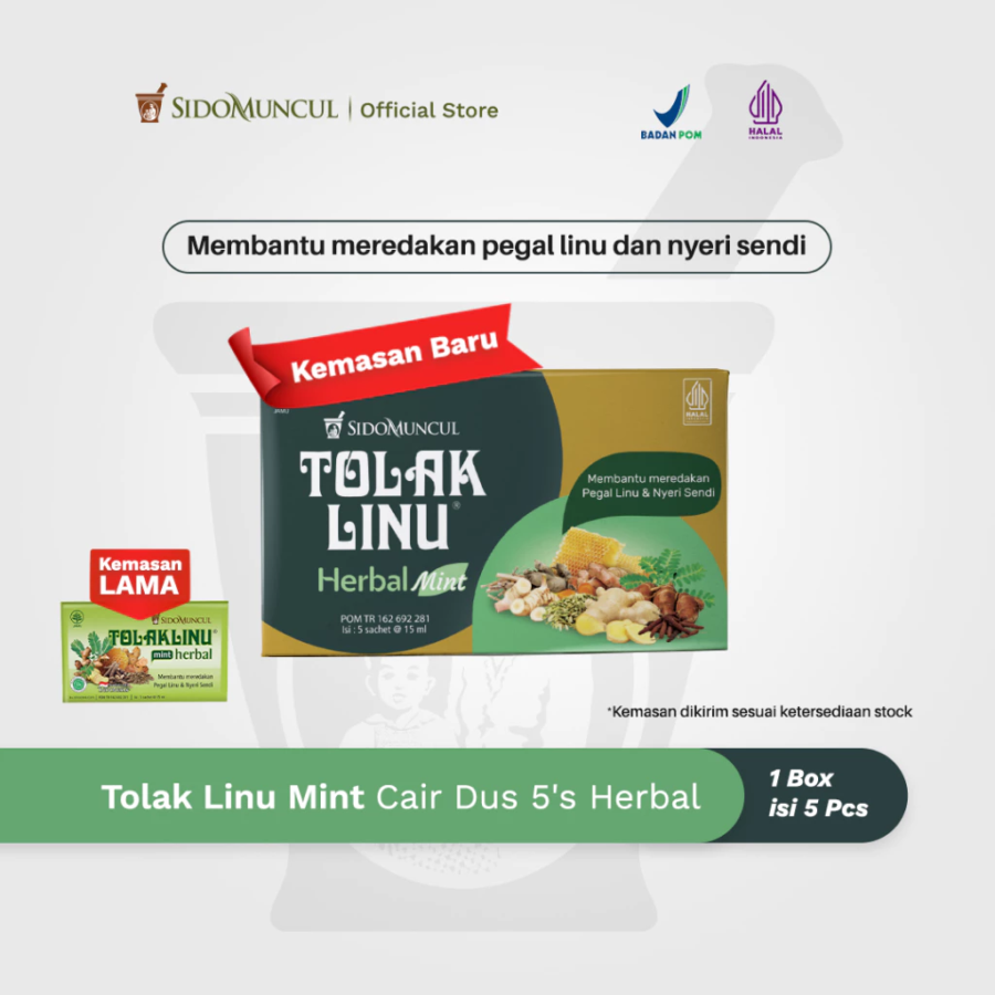 Sidomuncul Tolak Linu Mint Obat Herbal Pegal Linu Nyeri Sendi Box 5sachets