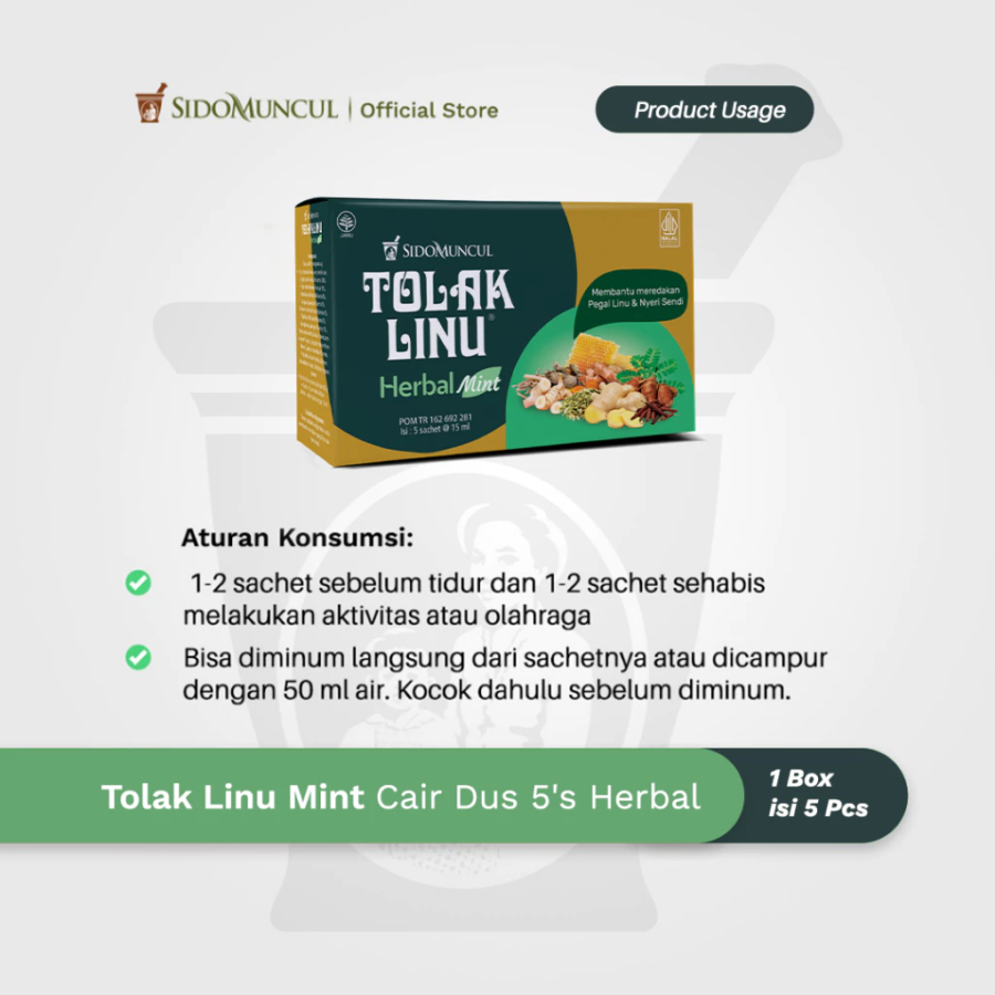 Sidomuncul Tolak Linu Mint Obat Herbal Pegal Linu Nyeri Sendi Box 5sachets