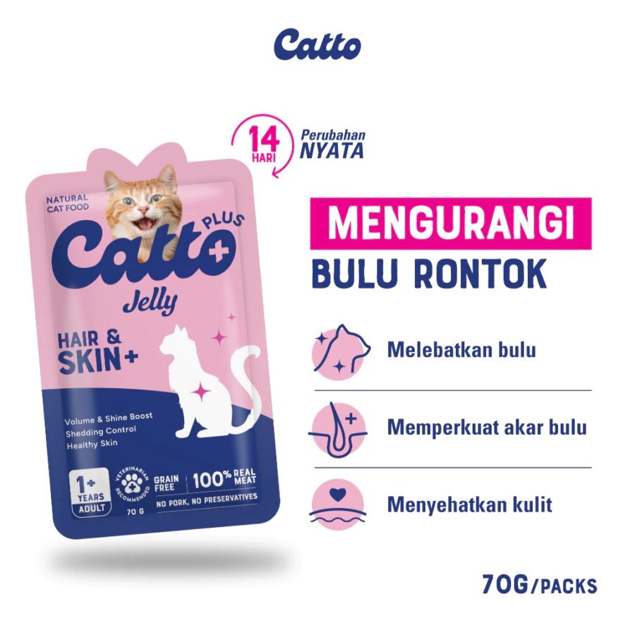 Catto Plus Hair & Skin Adult Makanan Kucing Basah 70gram