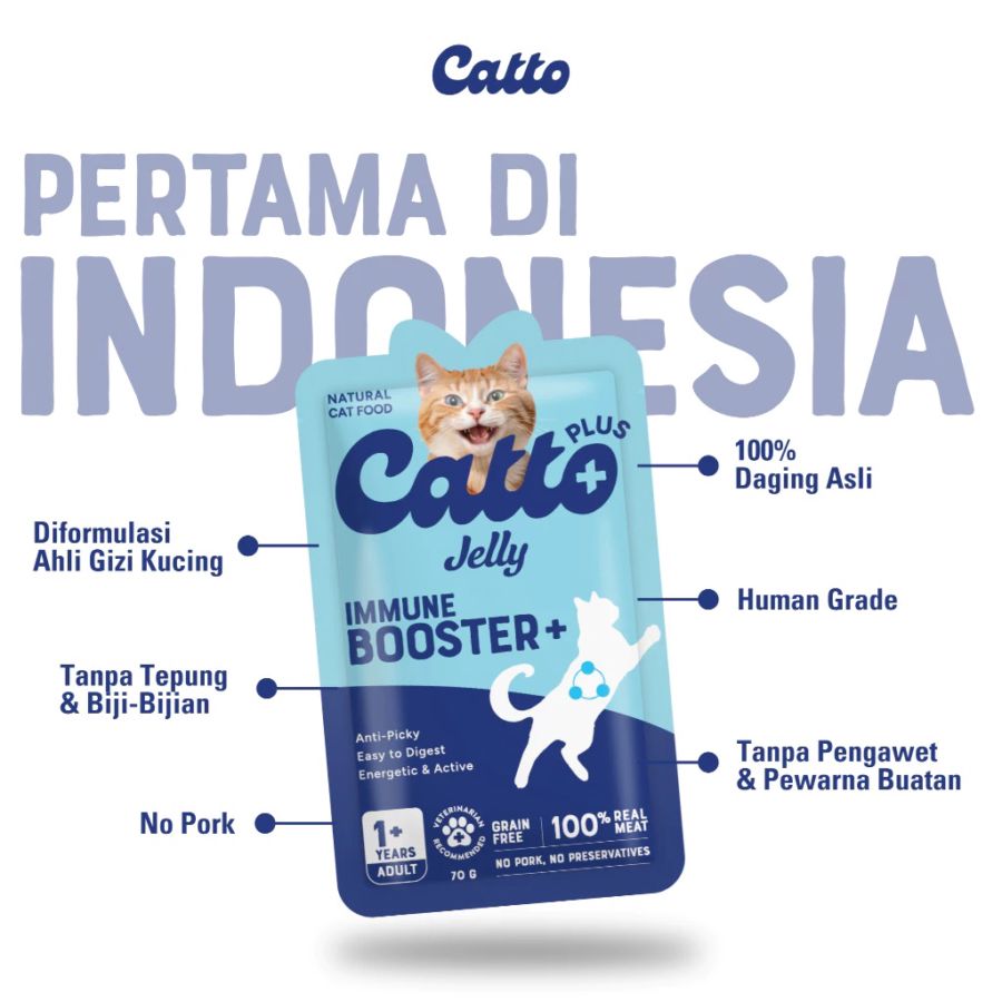 Catto Plus Immune Booster+ Adult Makanan Kucing Basah 70gram