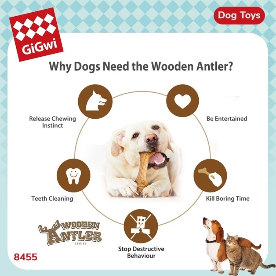 Gigwi Wooden Antler Wangi Kayu Mainan Anjing Size XS 1pcs