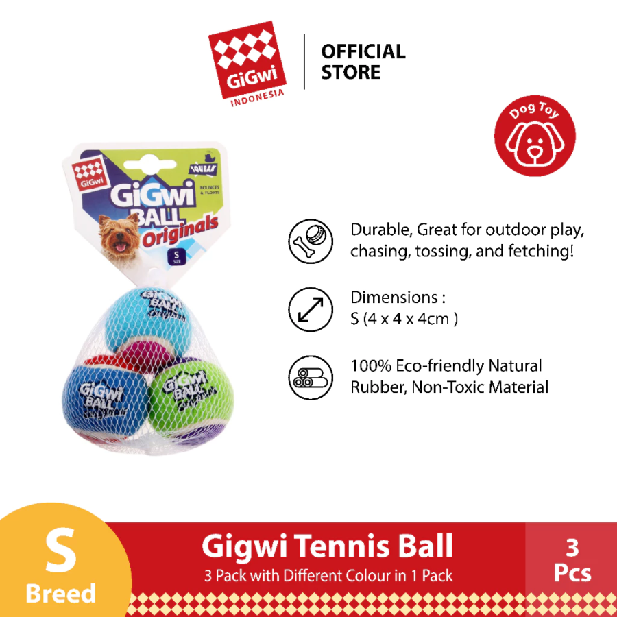 Gigwi Mainan Anjing Bola Tenis Original Size S 1pcs