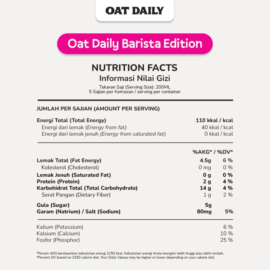 Oat Daily Barista Edition Oat Milk 1000ml