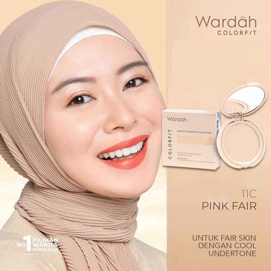 Wardah Colorfit Velvet Powder Foundation 11C Pink Fair Bedak Padat 11gram