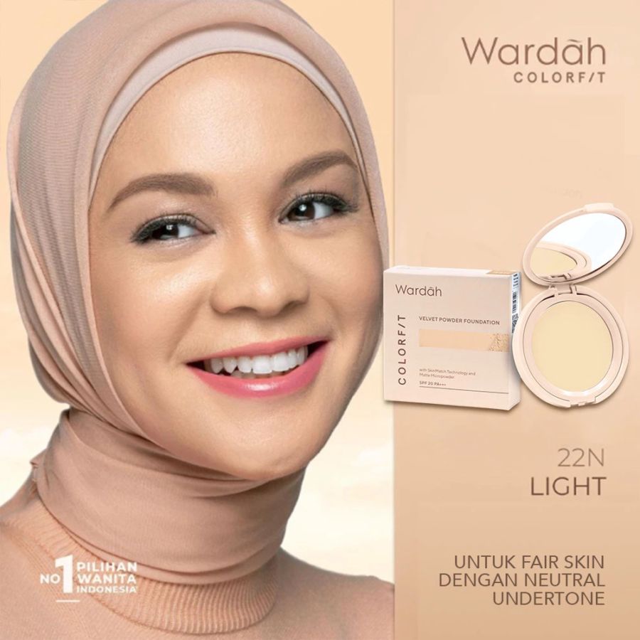 Wardah Colorfit Velvet Powder Foundation 22N Light Ivory Bedak Padat 11gram