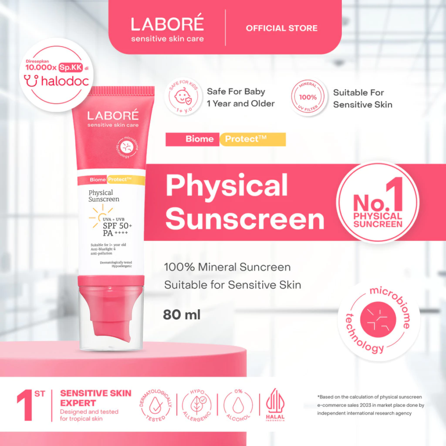 LABORE Sensitive Skin Care BiomeProtect Physical Sunscreen SPF 50+ PA+ 80 ml 80ml