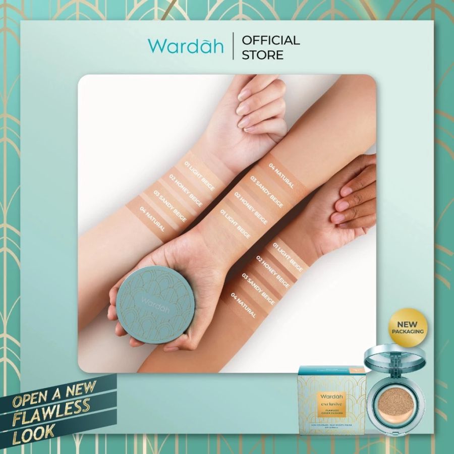 Wardah Exclusive Flawless Cover Cushion 02 Honey Beige Bedak Two Way Cake 15gram
