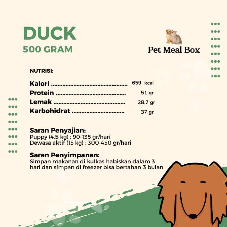 Pet Meal Box Duck Cooked Wet Dog Food 500gram