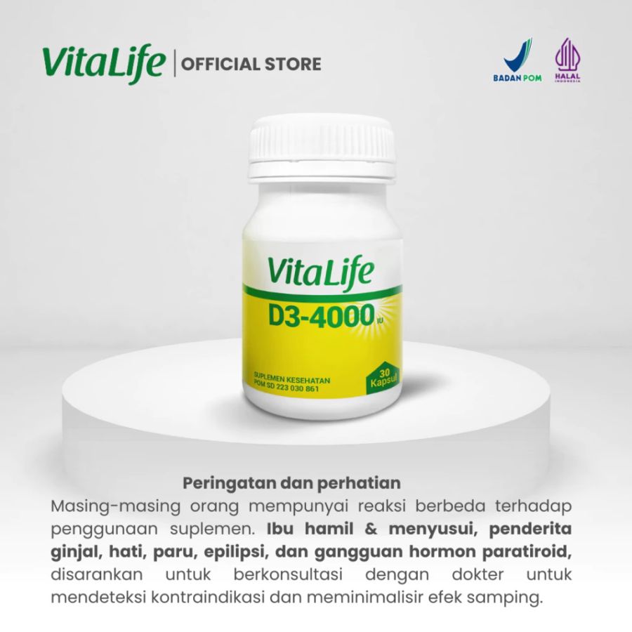 Vitalife Vitamin D3 4000 IU Suplemen Kesehatan 30kapsul
