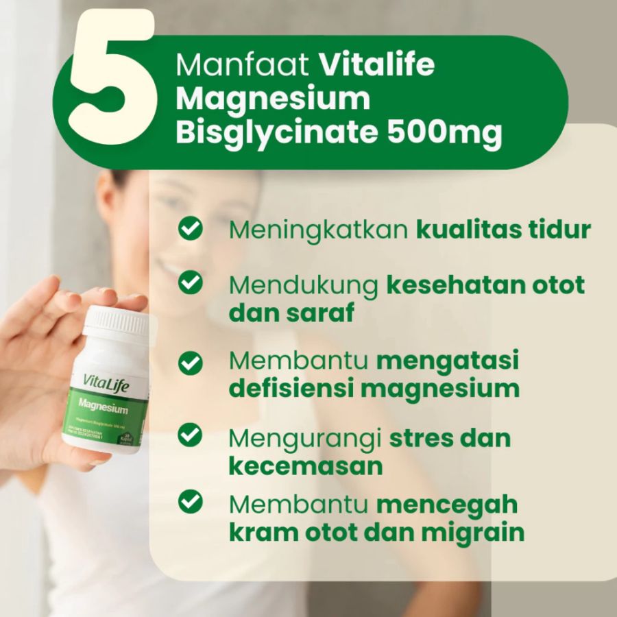 Vitalife Magnesium Bisglycinate 500mg Suplemen Kesehatan 30kapsul