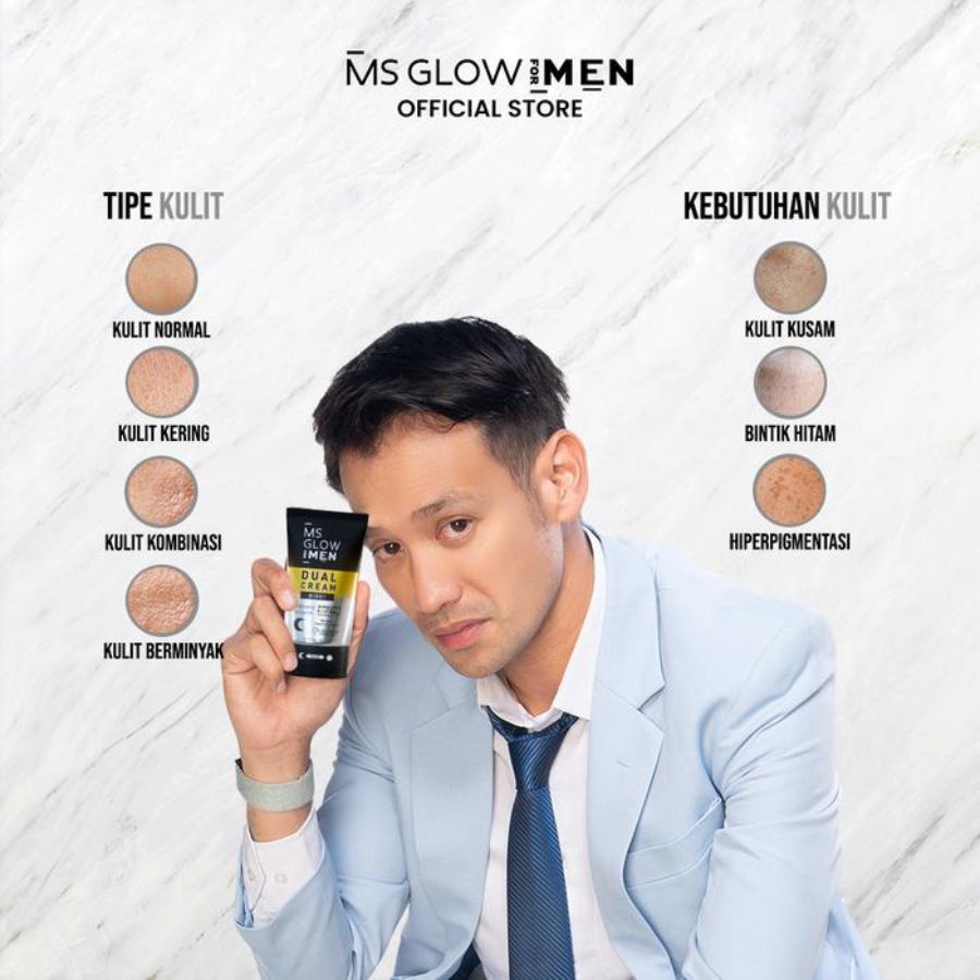 MS Glow For Men Dual Cream Pelembab Wajah Pria 60ml