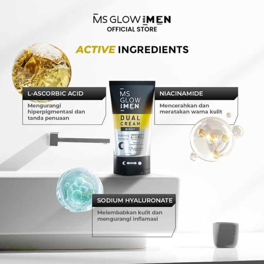 MS Glow For Men Dual Cream Pelembab Wajah Pria 60ml