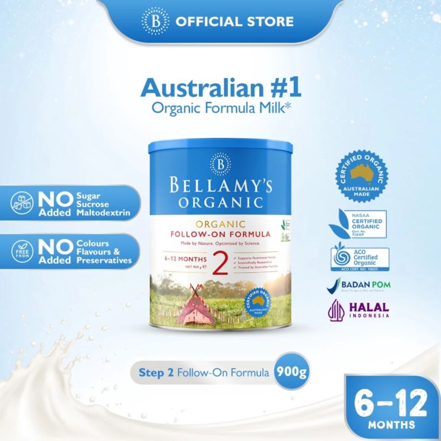 Bellamy's Organic Step 2 Follow-On Formula Susu Formula Organik Usiai 6-12 Bulan 900gram