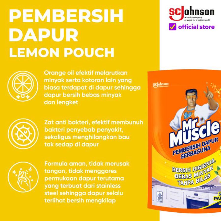Mr. Muscle Kitchen Lemon Cairan Pembersih Pouch 400ml