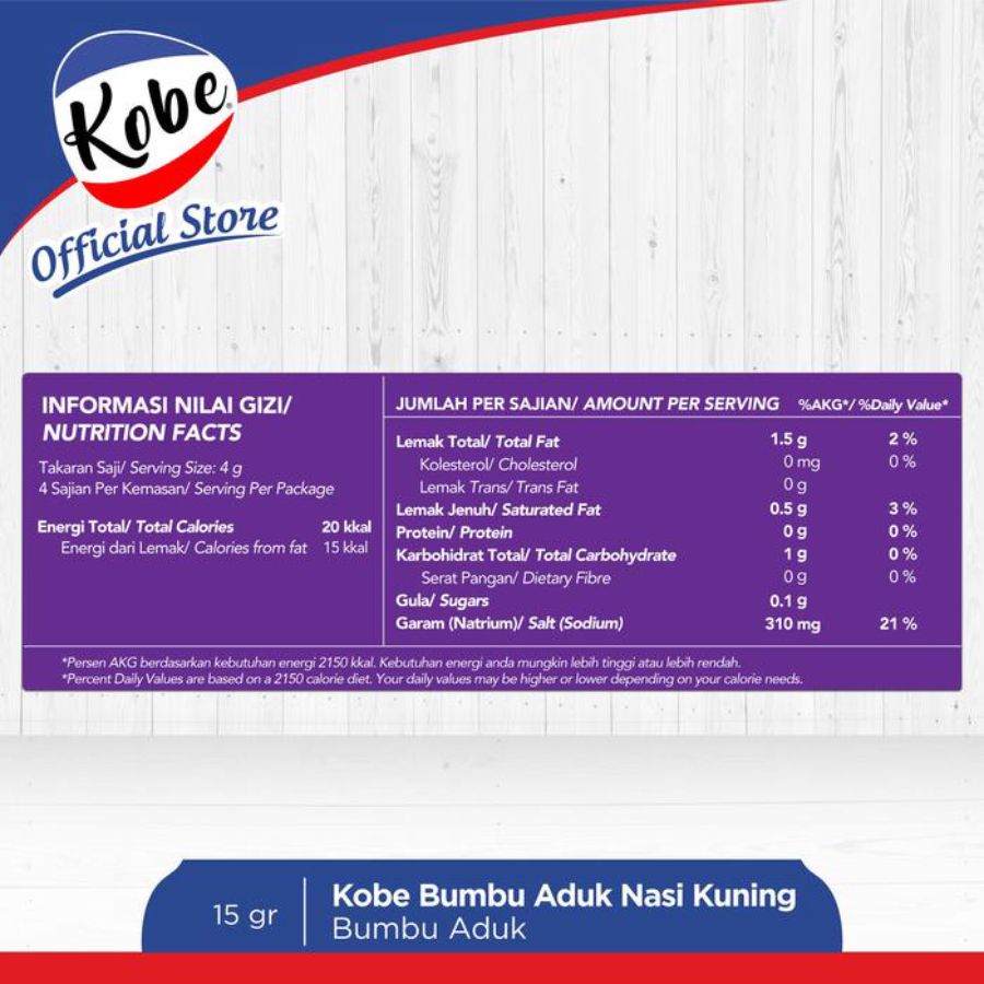 Kobe Bumbu Aduk Nasi Kuning 45gr 3pcs