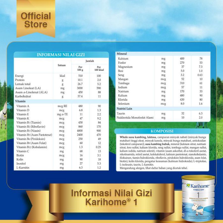 Karihome Baby 1 Goat Milk Susu Formula 0-6 Bulan 400gram