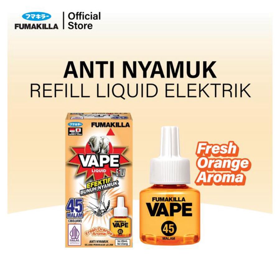 Vape Liquid Elektrik Orange 45 Malam Pembasmi Serangga Refill 1pcs