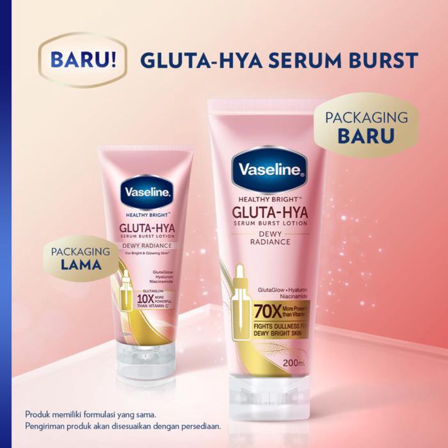 Vaseline Healthy Bright Gluta Hyaluron Niacinamide Serum Lotion Dewy Radiance/Body Lotion 200ml