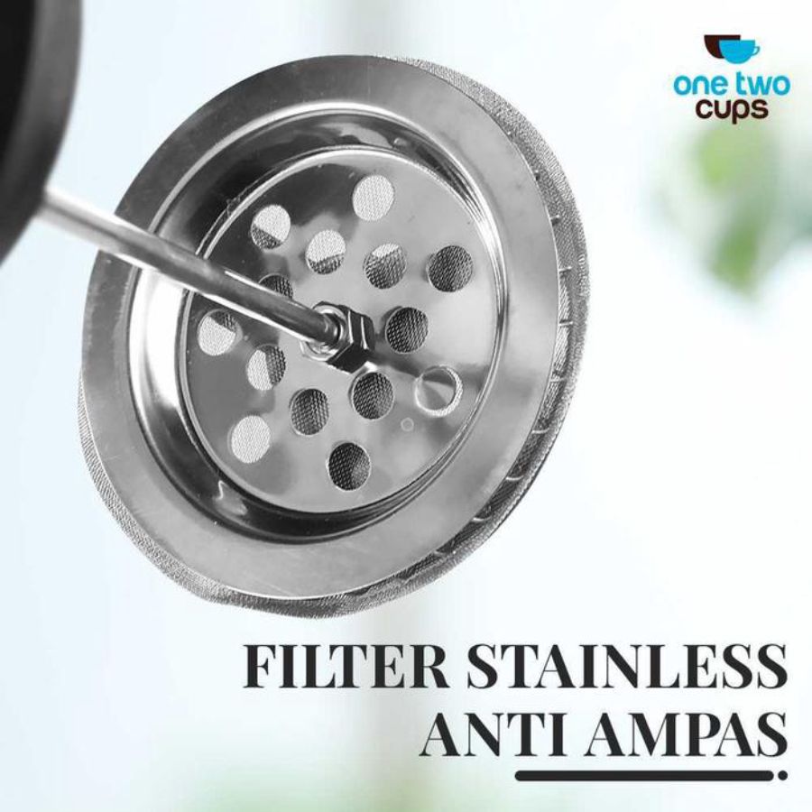 One Two Cups French Press Plunger Coffee Maker Pot 600ml - FN35 - Black 1pcs